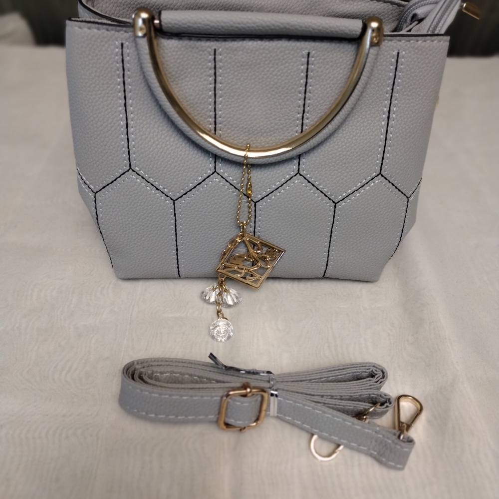 Vintage Soft Vegan Leather Small Grey Designers Handbag
